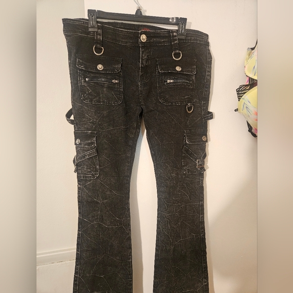 iRE Fashion Denim - iRE Fashion Black Flare Cargo Jeans